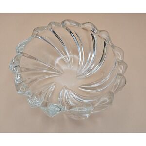 Vintage Bowl Swirl Clear Glass MCM Heavy  6.75"